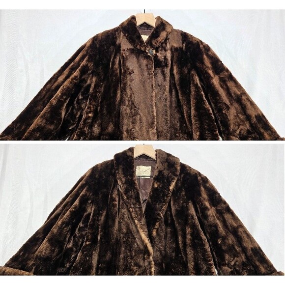 Vintage E.A. Beaudoin Furs Womens Coat Real Fur Mid Length Sheared Cuffs Brown M - Picture 8 of 15